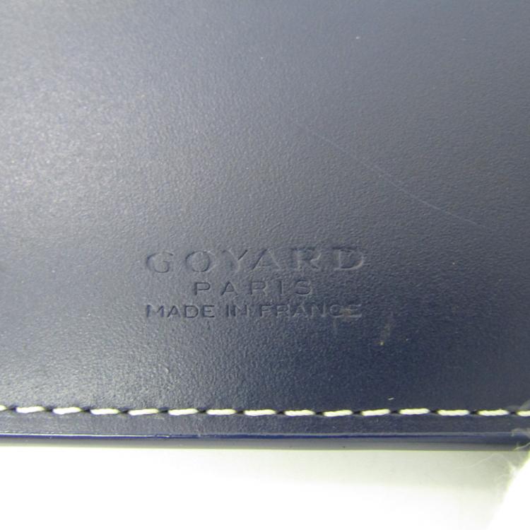 Pre Owned Goyard Navy Goyardine Coated Canvas Leather Long Wallet