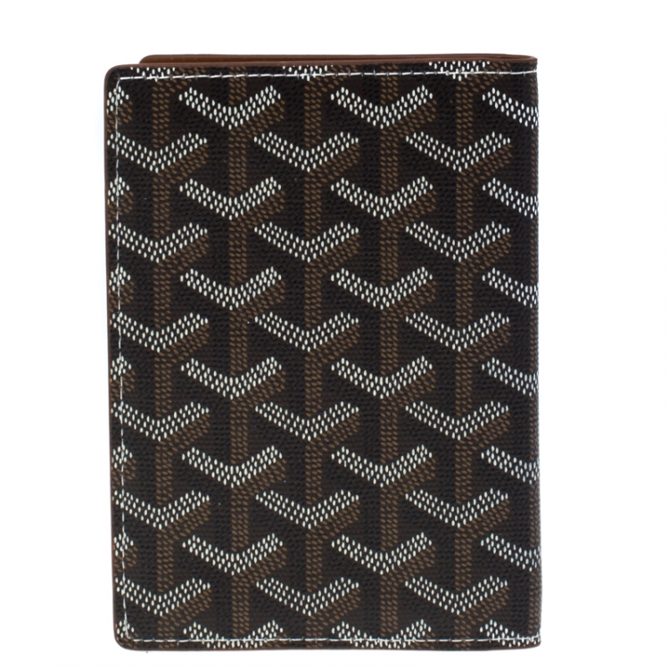 Pre Owned Goyard Brown Goyardine Coated Canvas Passport Holder 