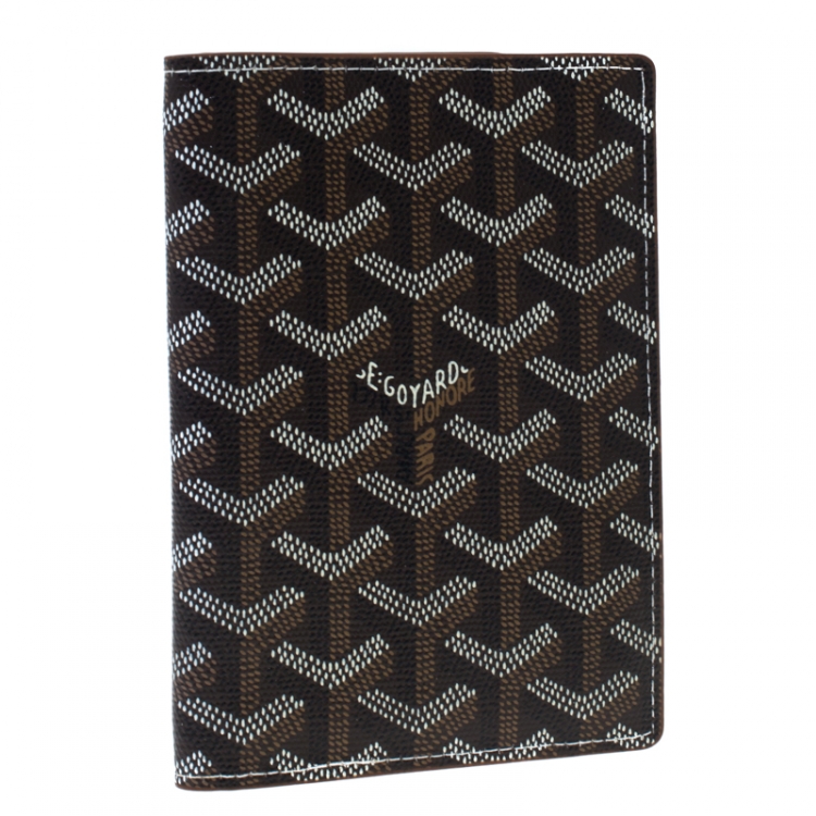 Pre Owned Goyard Brown Goyardine Coated Canvas Passport Holder 