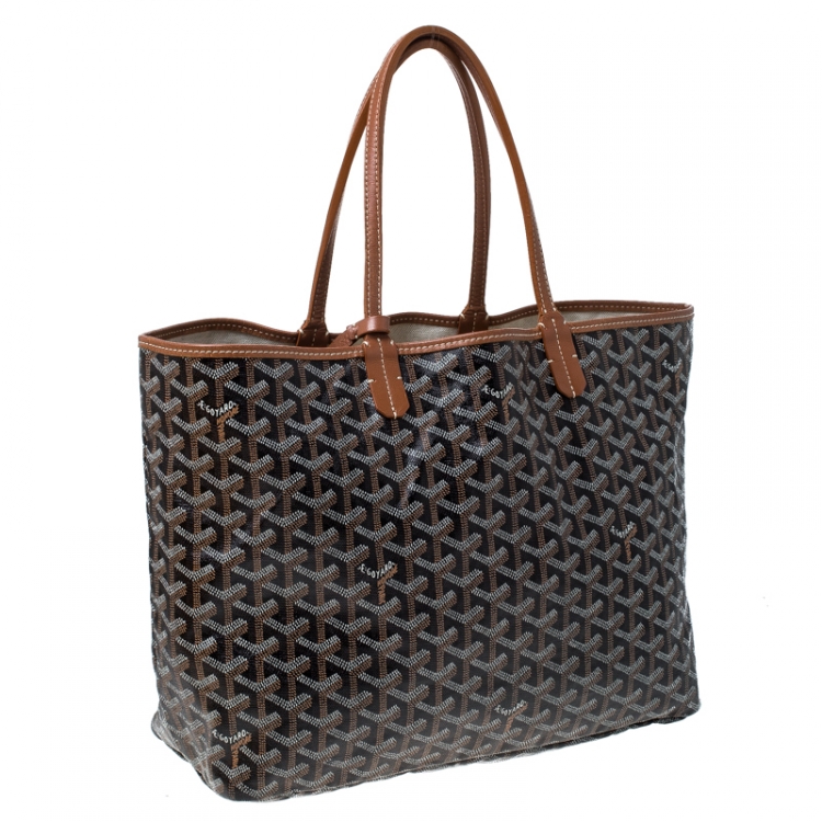Pre Owned Goyard Black Goyardine Coated Canvas St. Louis PM Tote 