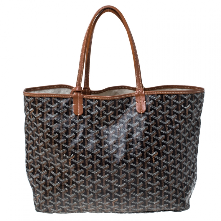 Pre Owned Goyard Black Goyardine Coated Canvas St. Louis PM Tote 