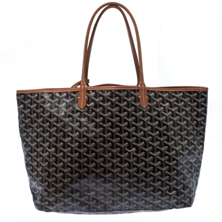 Pre Owned Goyard Brown/Tan Coated Canvas and Leather St. Louis Tote