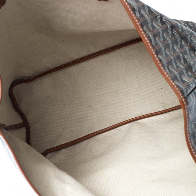 Pre Owned Goyard Brown/Tan Coated Canvas and Leather St. Louis Tote