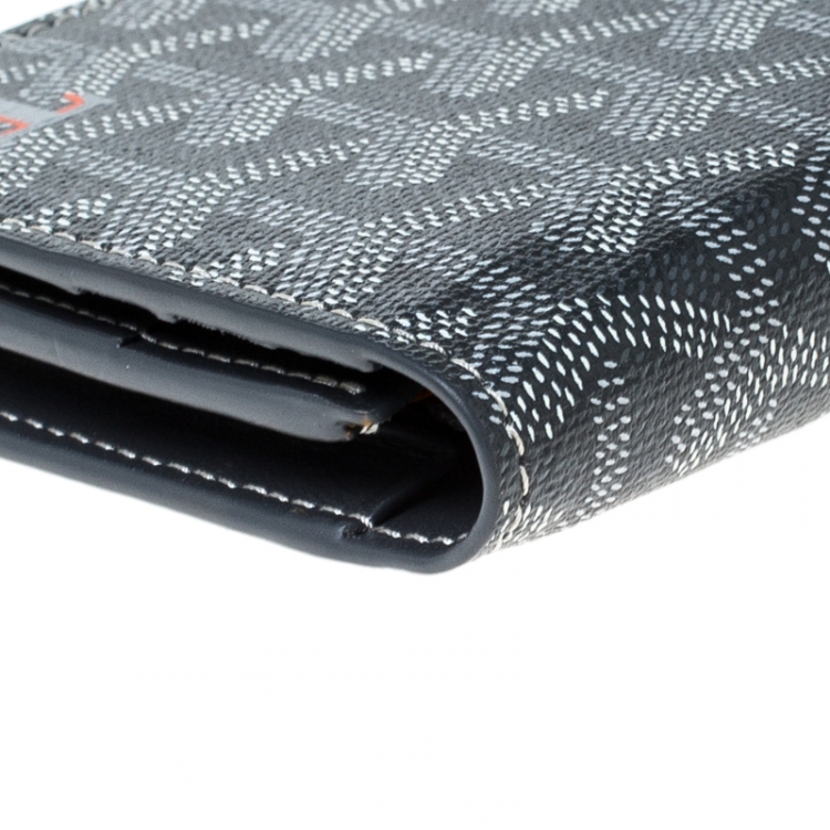 Pre Owned Goyard Grey/White Coated Canvas Flap Continental Wallet