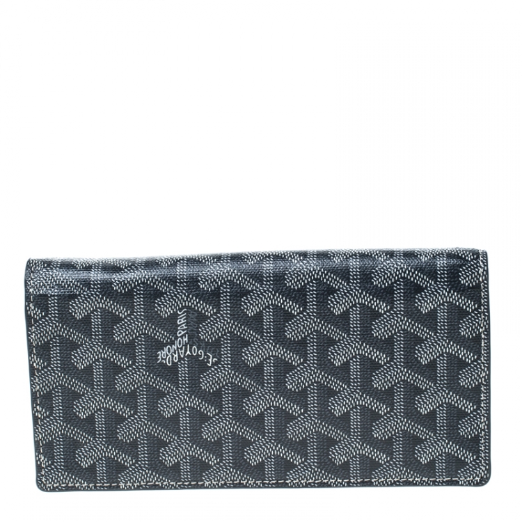 Pre Owned Goyard Grey/White Coated Canvas Flap Continental Wallet