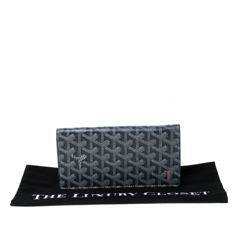 Pre Owned Goyard Grey/White Coated Canvas Flap Continental Wallet