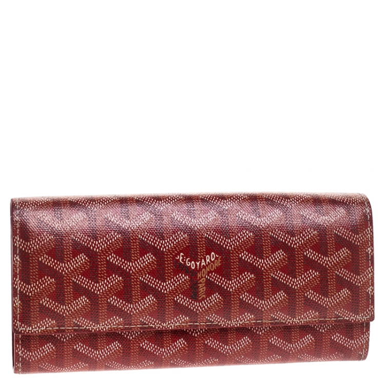 مملوكة مسبقًا Goyard Goyardine Red Coated Canvas Flap Continental Wallet