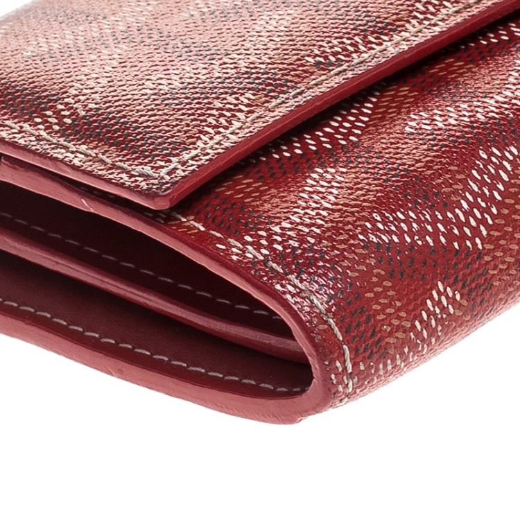 مملوكة مسبقًا Goyard Goyardine Red Coated Canvas Flap Continental Wallet