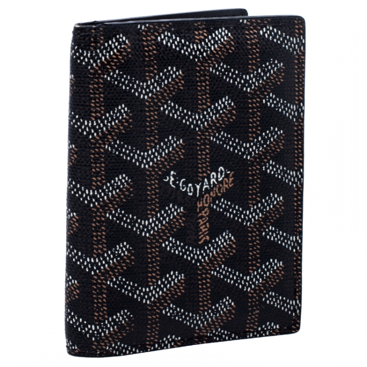 Pre Owned Goyard Black Goyardine Bi Fold Wallet