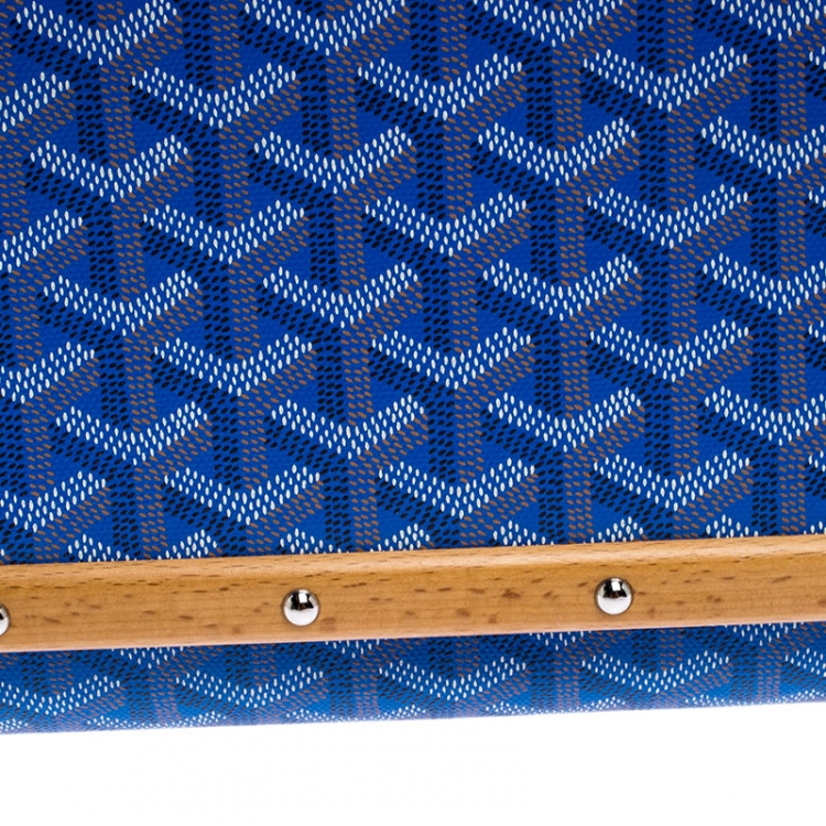 Pre Owned Goyard Blue Coated Canvas Monte Carlo Bois Clutch