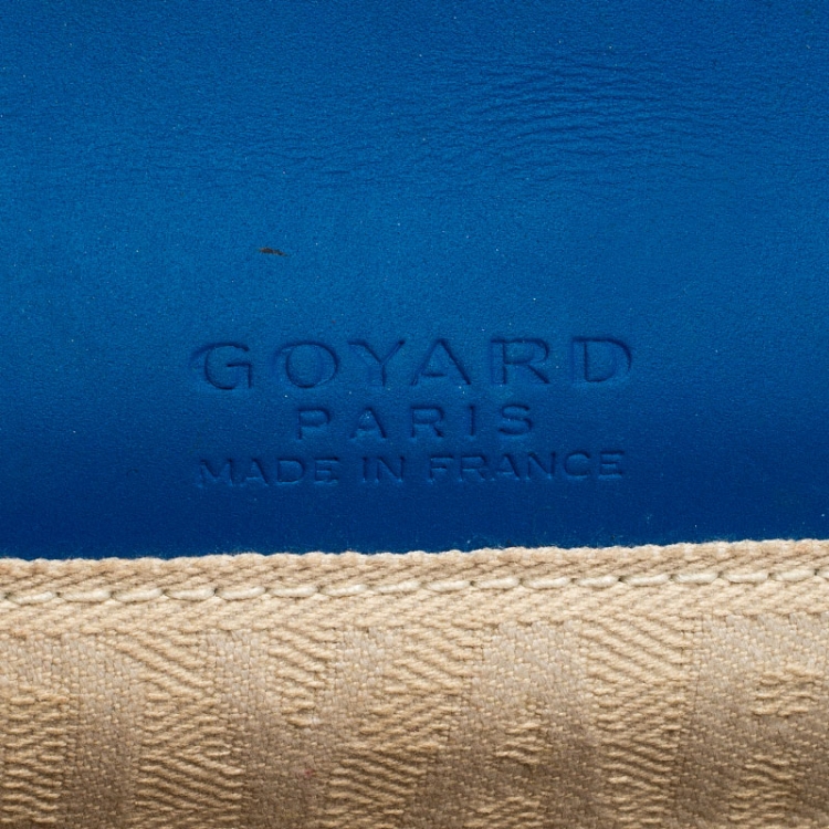 Pre Owned Goyard Blue Coated Canvas Monte Carlo Bois Clutch