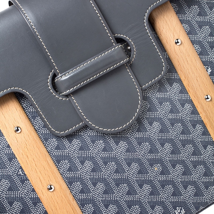 Pre Owned  Goyard Grey Coated Canvas and Leather MM Saigon Top Handle Bag 