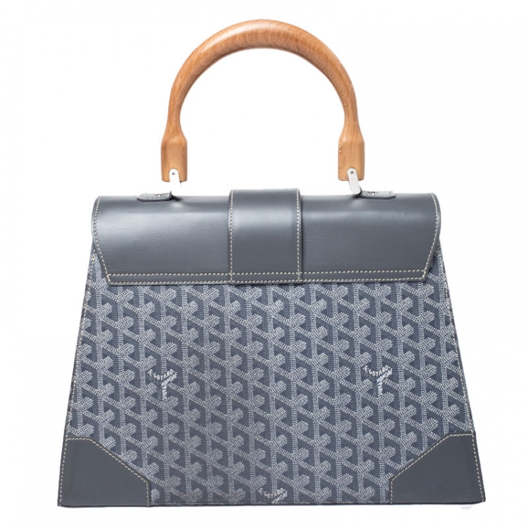Pre Owned  Goyard Grey Coated Canvas and Leather MM Saigon Top Handle Bag 