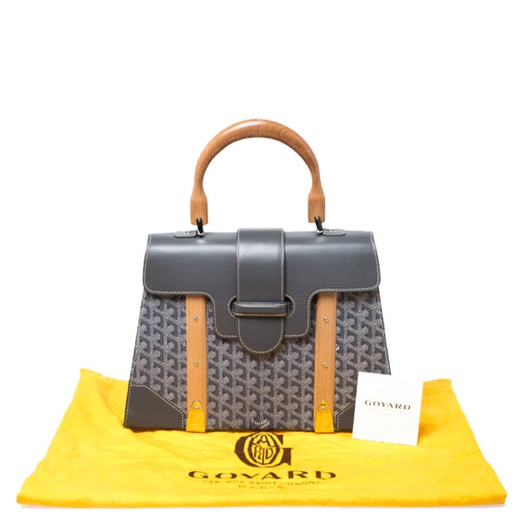 Pre Owned  Goyard Grey Coated Canvas and Leather MM Saigon Top Handle Bag 