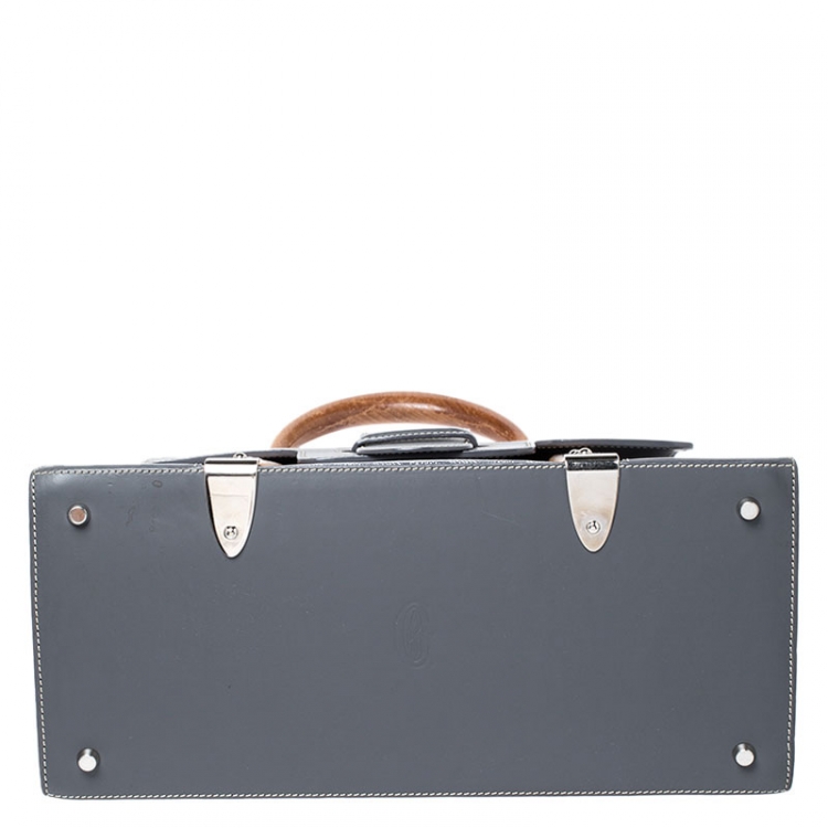 Pre Owned  Goyard Grey Coated Canvas and Leather MM Saigon Top Handle Bag 