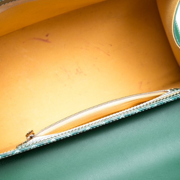 Pre Owned Goyard Green Coated Canvas and Leather MM Saigon Top Handle Bag
