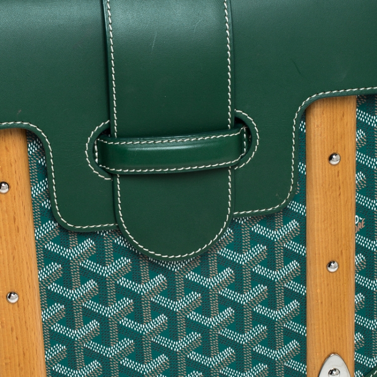 Pre Owned Goyard Green Coated Canvas and Leather MM Saigon Top Handle Bag