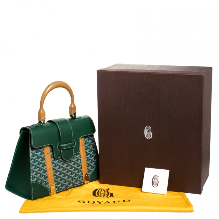Pre Owned Goyard Green Coated Canvas and Leather MM Saigon Top Handle Bag