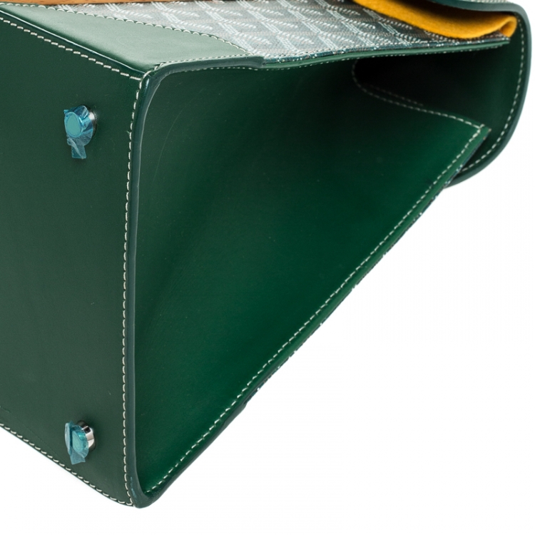 Pre Owned Goyard Green Coated Canvas and Leather MM Saigon Top Handle Bag