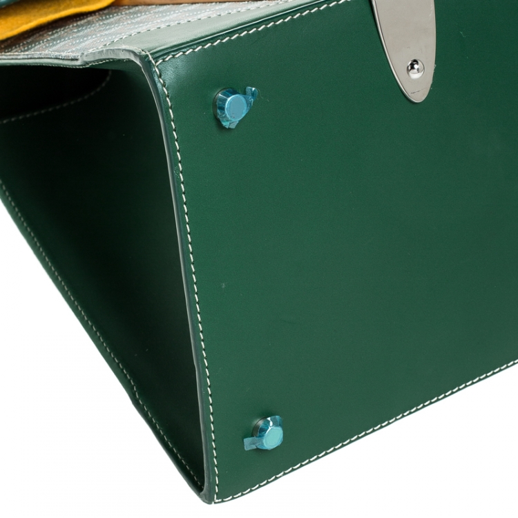Pre Owned Goyard Green Coated Canvas and Leather MM Saigon Top Handle Bag