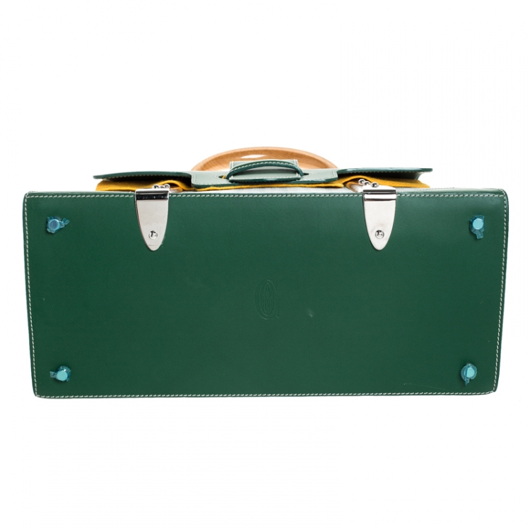 Pre Owned Goyard Green Coated Canvas and Leather MM Saigon Top Handle Bag