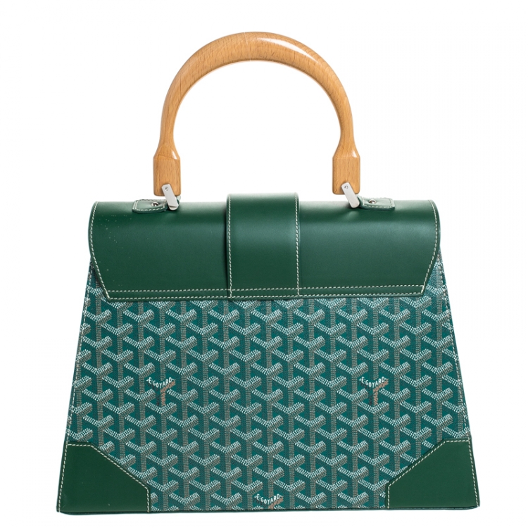 Pre Owned Goyard Green Coated Canvas and Leather MM Saigon Top Handle Bag