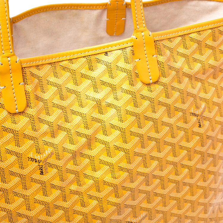 Pre Owned Goyard Jaune Goyardine Coated Canvas St. Louis PM Tote 