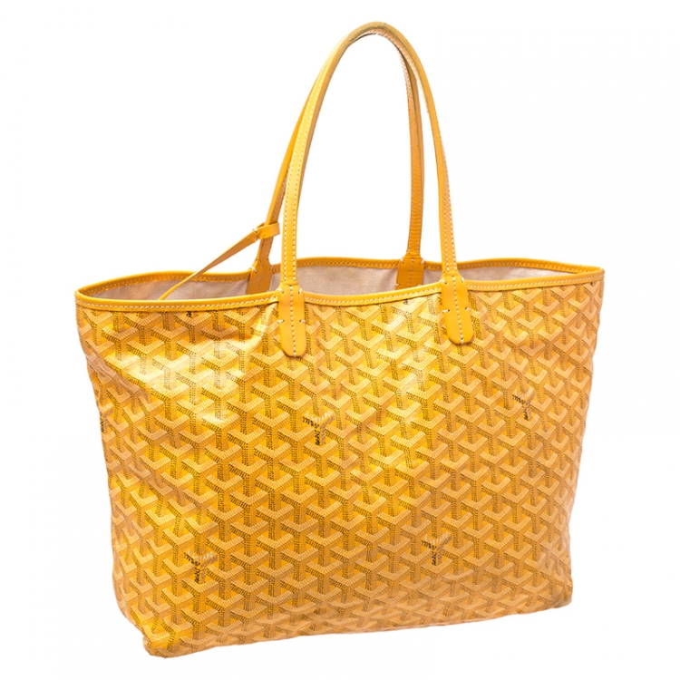 Pre Owned Goyard Jaune Goyardine Coated Canvas St. Louis PM Tote 