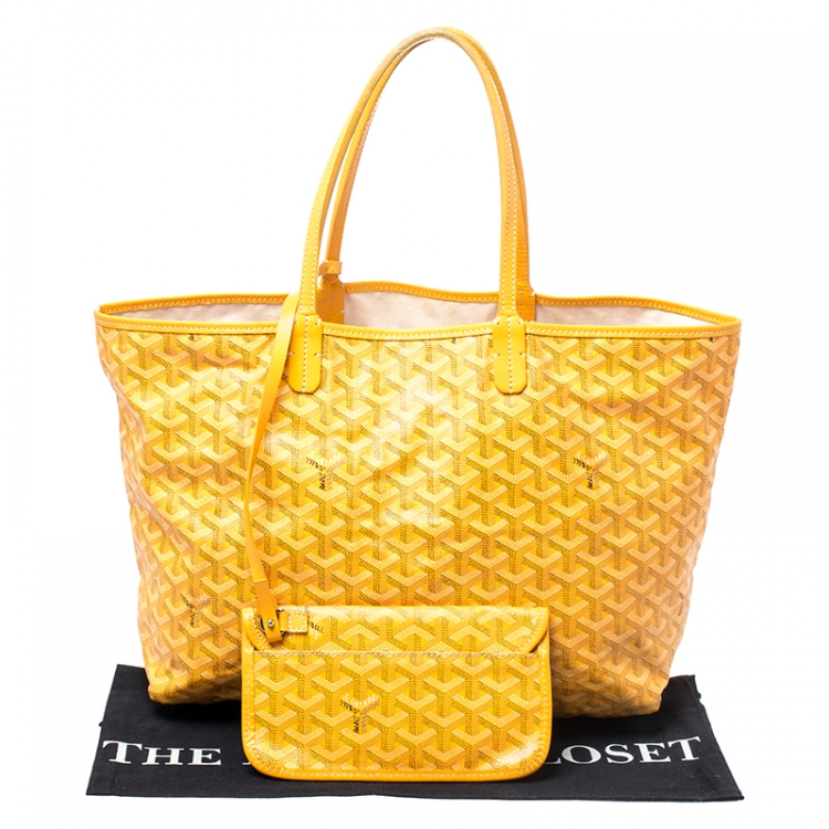 Pre Owned Goyard Jaune Goyardine Coated Canvas St. Louis PM Tote 