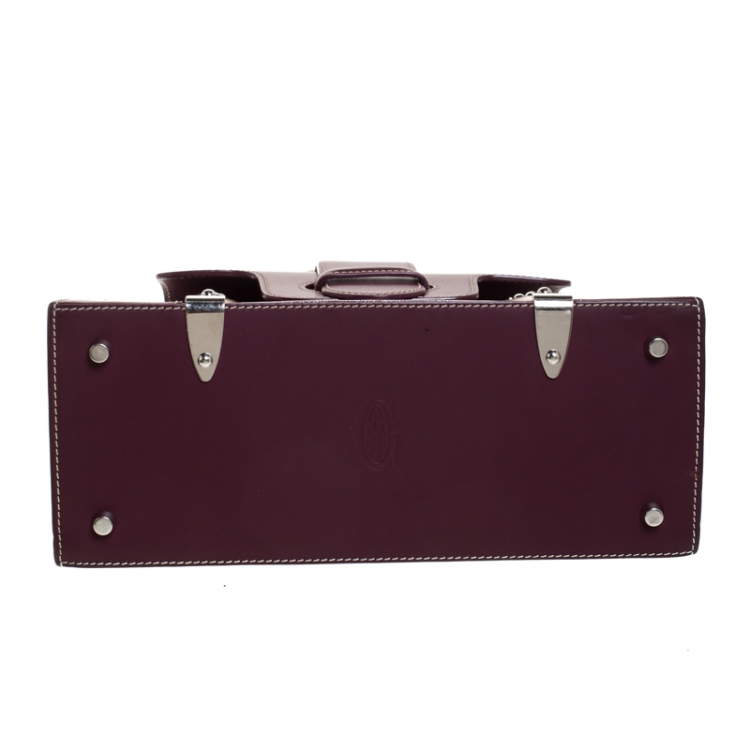 Pre Owned Goyard Burgandy Coated Canvas and Leather PM Saigon Top Handle Bag