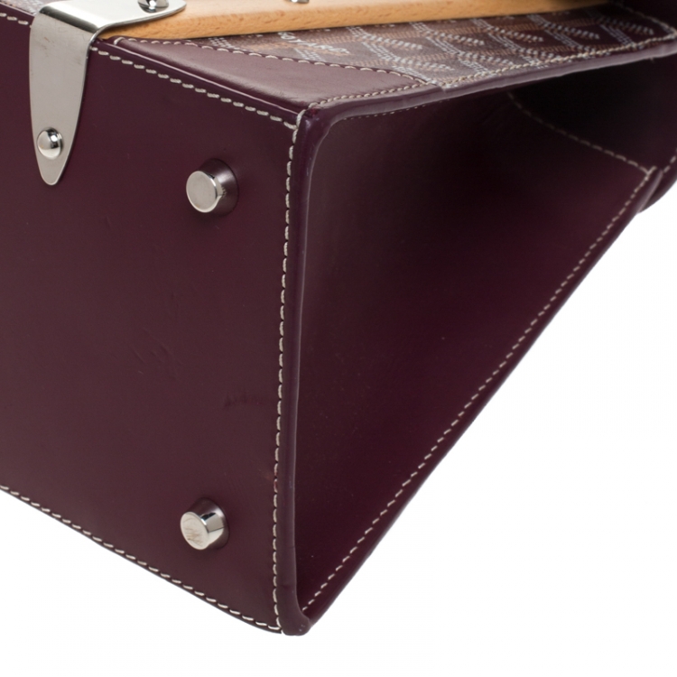 Pre Owned Goyard Burgandy Coated Canvas and Leather PM Saigon Top Handle Bag