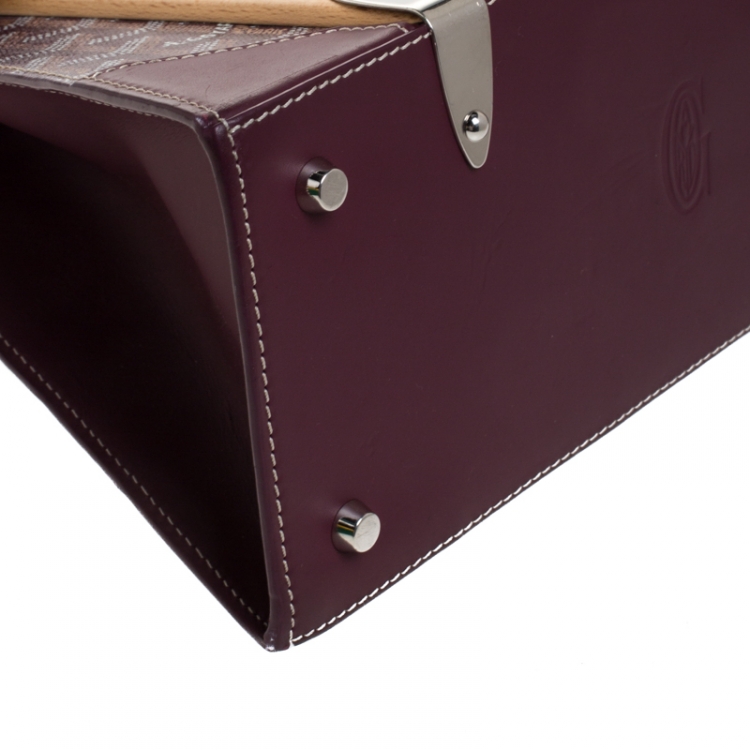 Pre Owned Goyard Burgandy Coated Canvas and Leather PM Saigon Top Handle Bag