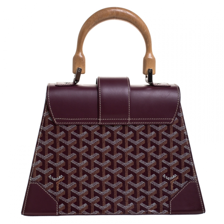 Pre Owned Goyard Burgandy Coated Canvas and Leather PM Saigon Top Handle Bag