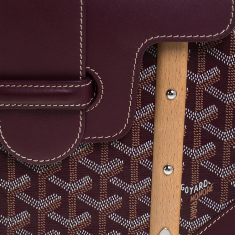 Pre Owned Goyard Burgandy Coated Canvas and Leather PM Saigon Top Handle Bag