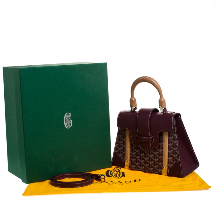 Pre Owned Goyard Burgandy Coated Canvas and Leather PM Saigon Top Handle Bag