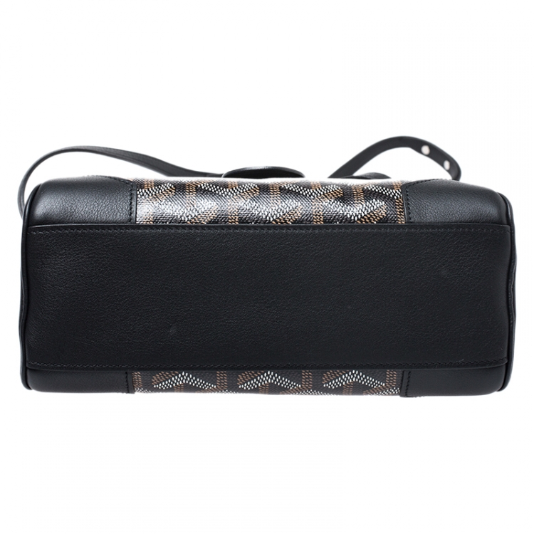 Pre Owned Goyard Black Goyardine Canvas and Leather Mini Saigon Top Handle Bag