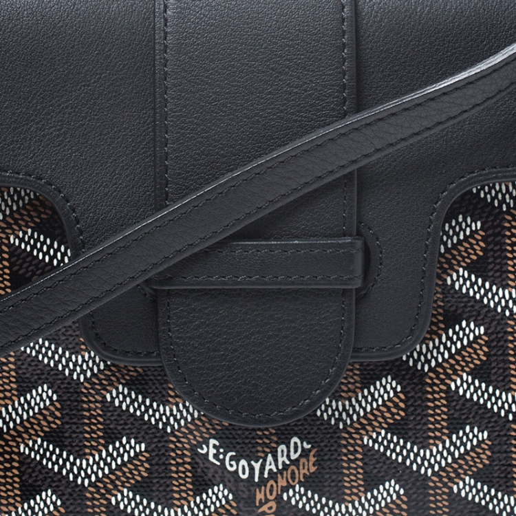 Pre Owned Goyard Black Goyardine Canvas and Leather Mini Saigon Top Handle Bag