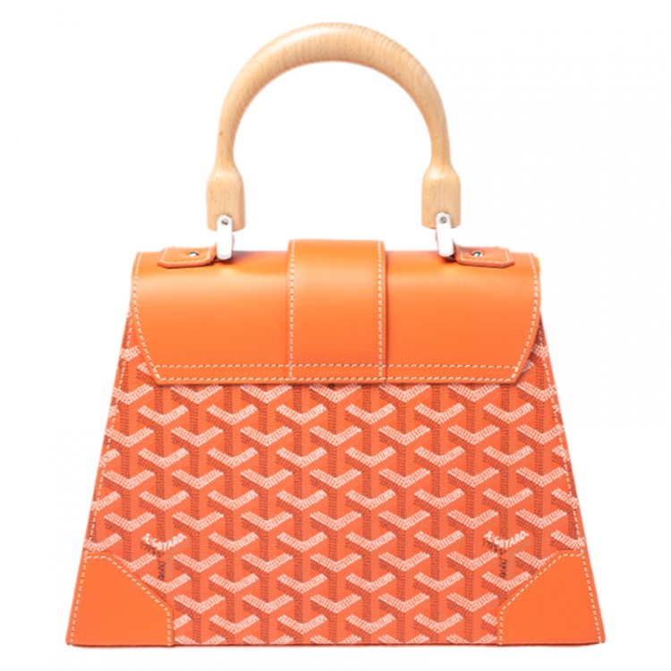 Pre Owned Goyard Orange Coated Canvas and Leather PM Saigon Top Handle Bag