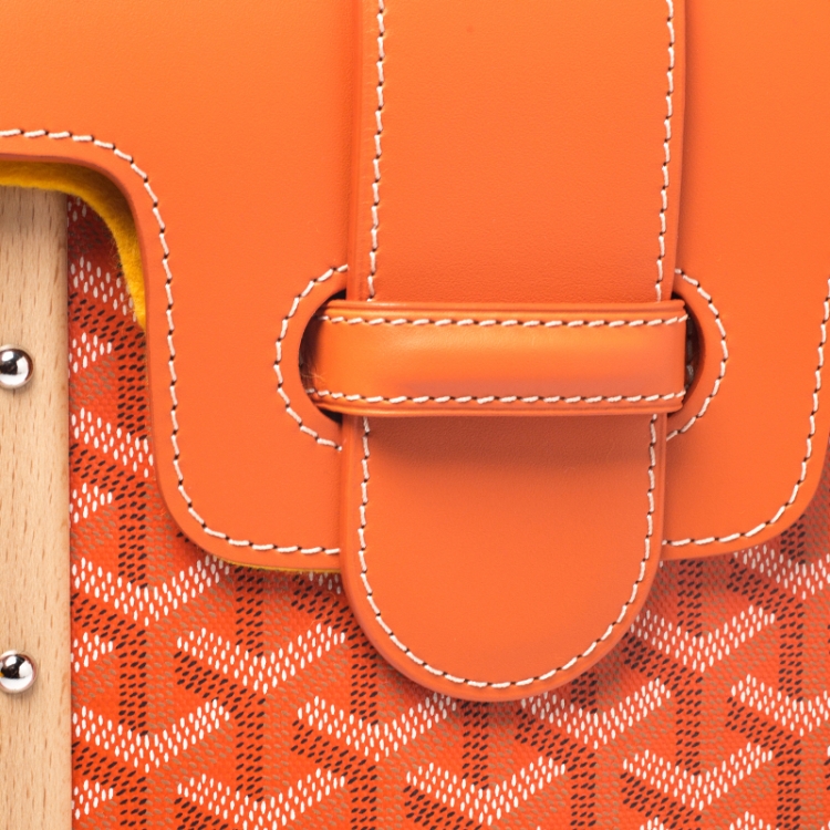 Pre Owned Goyard Orange Coated Canvas and Leather PM Saigon Top Handle Bag
