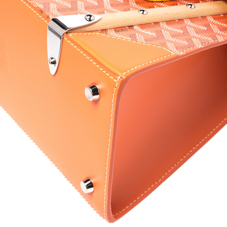 Pre Owned Goyard Orange Coated Canvas and Leather PM Saigon Top Handle Bag