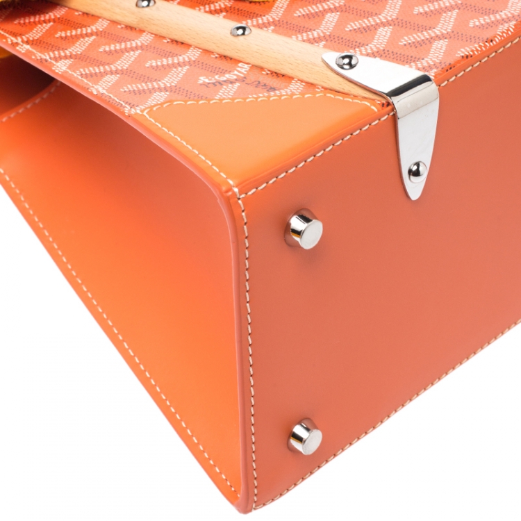 Pre Owned Goyard Orange Coated Canvas and Leather PM Saigon Top Handle Bag