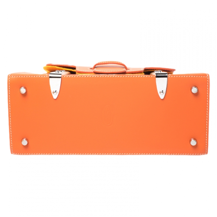 Pre Owned Goyard Orange Coated Canvas and Leather PM Saigon Top Handle Bag