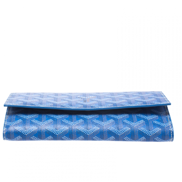 Pre Owned Goyard Blue Coated Canvas Goyardine Varenne Continental Wallet