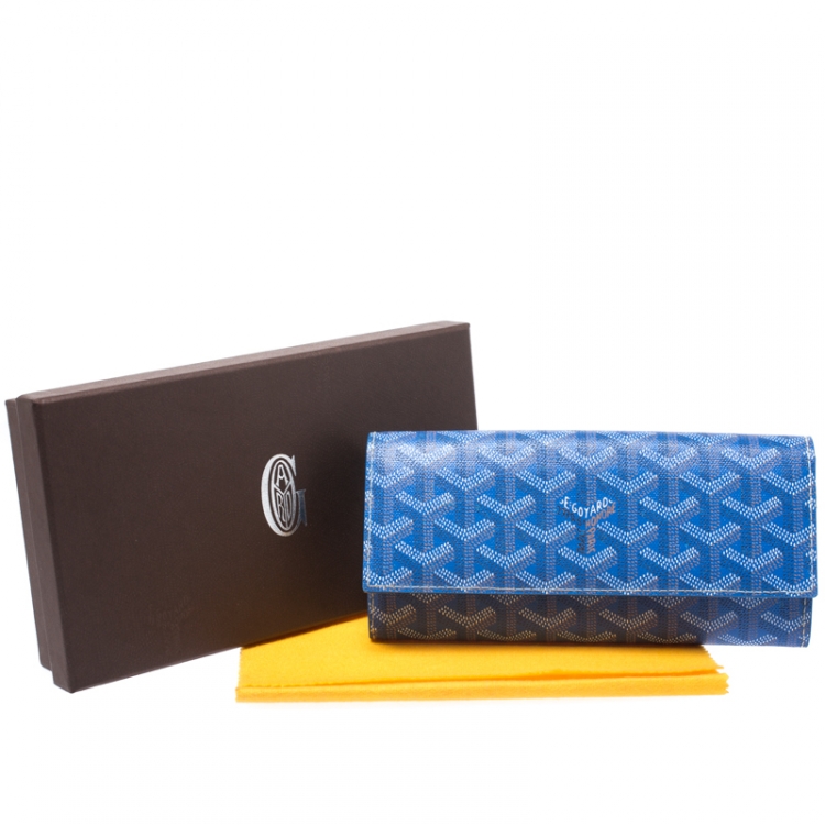 Pre Owned Goyard Blue Coated Canvas Goyardine Varenne Continental Wallet