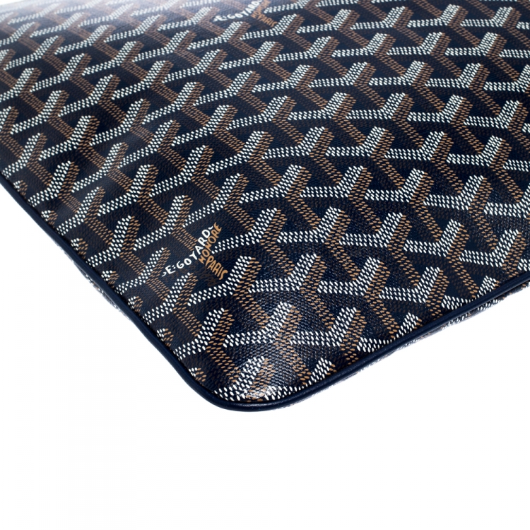 Pre Owned Goyard Blue Goyardine Coated Canvas Senat GM Clutch 