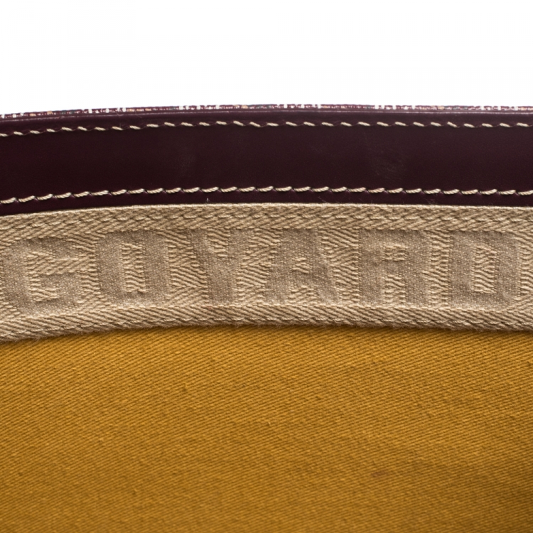 Pre Owned Goyard Burgundy Coated Canvas and Leather MM Saigon Top Handle Bag