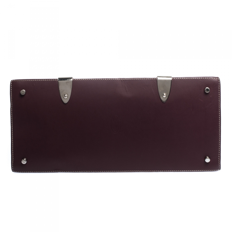 Pre Owned Goyard Burgundy Coated Canvas and Leather MM Saigon Top Handle Bag