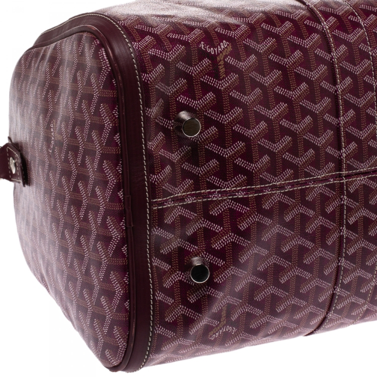 Pre Owned Goyard Burgundy Goyardine Coated Canvas and Leather Croisiere 50 Duffel Bag