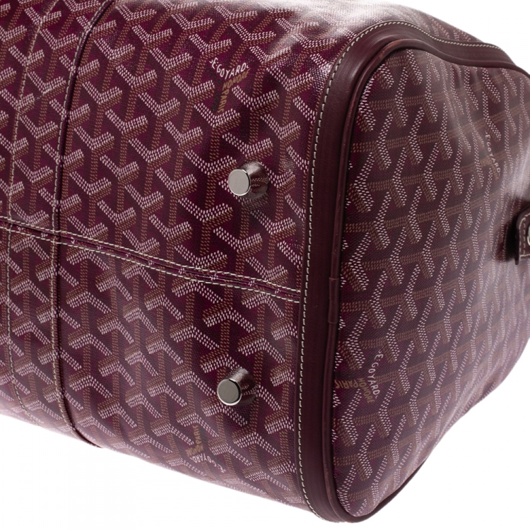 Pre Owned Goyard Burgundy Goyardine Coated Canvas and Leather Croisiere 50 Duffel Bag