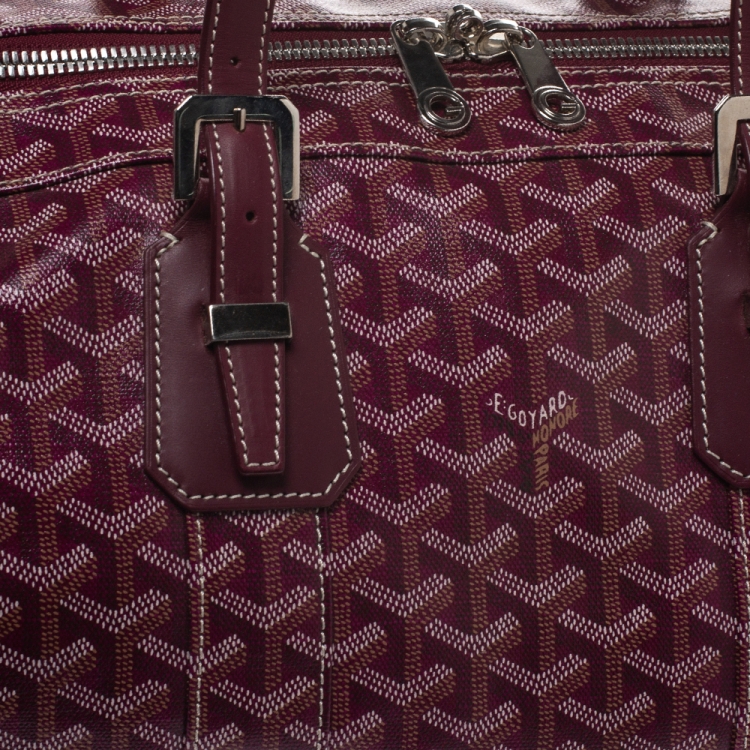 Pre Owned Goyard Burgundy Goyardine Coated Canvas and Leather Croisiere 50 Duffel Bag